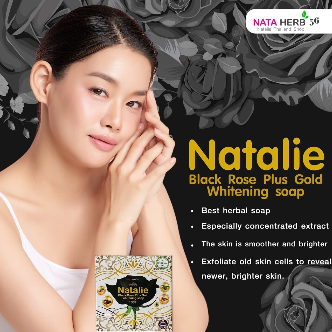 Natalie Black Rose Pl lus Gold whitening soap - ภาพที่ 14
