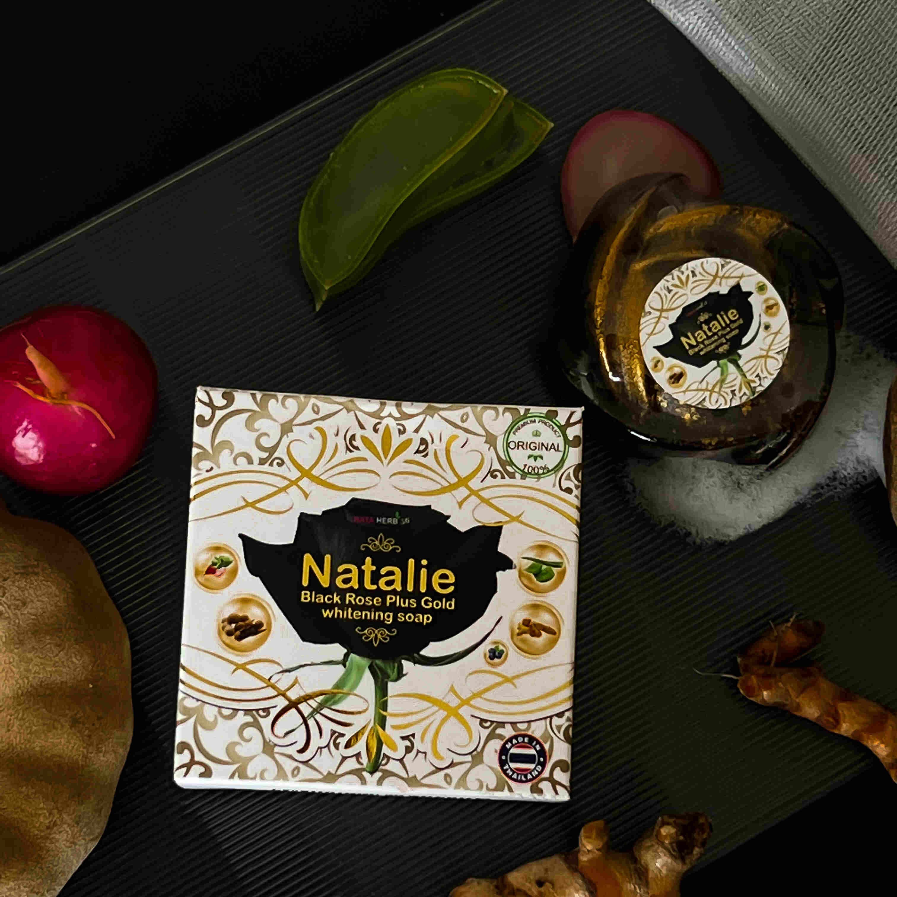 Natalie Black Rose Pl lus Gold whitening soap - ภาพที่ 3