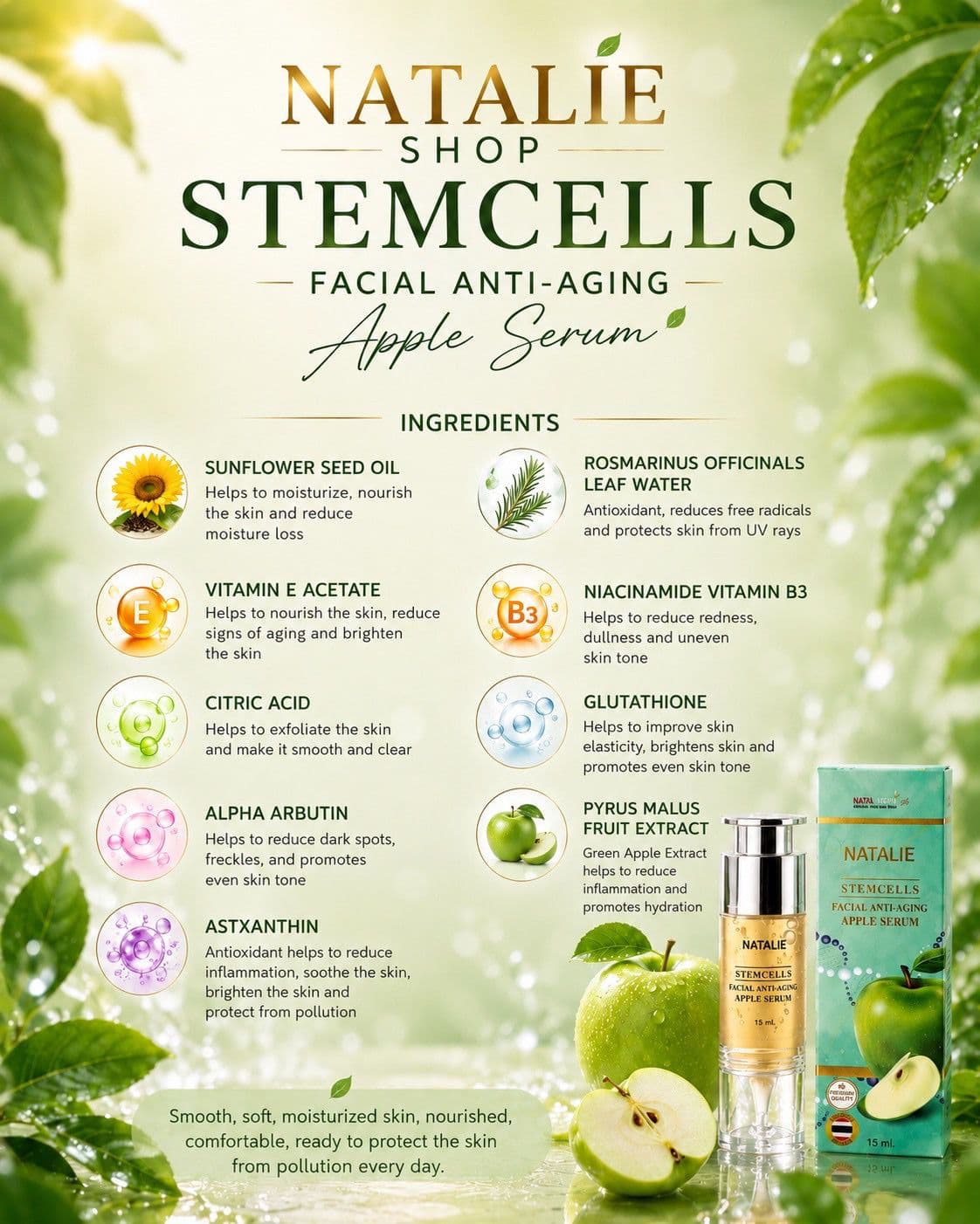 NATALIE STEMCELLS FACIAL ANTI-AGING APPLE SERUM - ภาพที่ 3